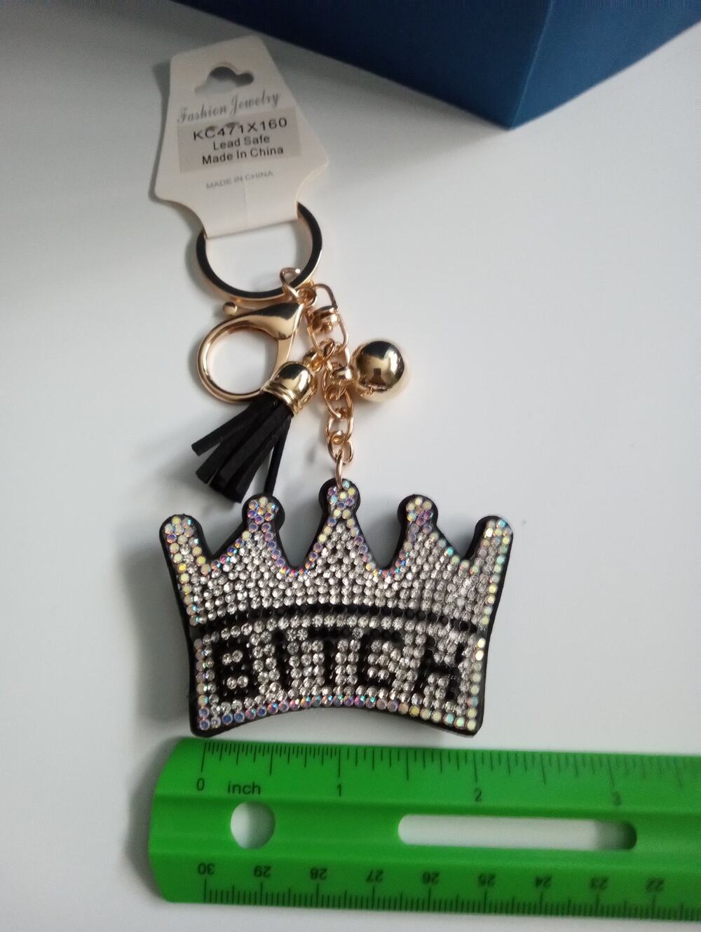 NEW Puffy *itch Crown Keychain (Black with Rhinestones) 0613-0616